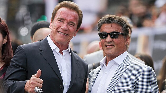 Arnold Schwarzenegger a Sylvester Stallone (Los Angeles, 28. ervna 2015)