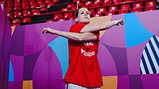 Alena Hanu�ová p�ed zápasem s N�meckem na EuroBasketu.