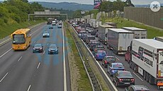 Kolona na D1 u Humpolce. (27. ervna 2025)