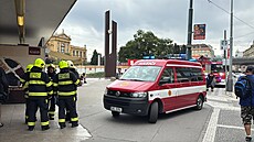 U stanice praského metra Florenc stáli hasii, zatímco byla linka C v tomto...