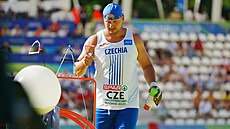 �eský kladivá� Volodymyr Myslyv�uk na mistrovství Evropy dru�stev v Madridu.
