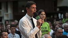 Setkání premiéra Petra Fialy (ODS) s podporovateli i odp�rci ve Zlín�. (25....