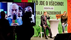 Pedvolební turné premiéra Petra Fialy s názvem Te jde o vechno! moderovaný...