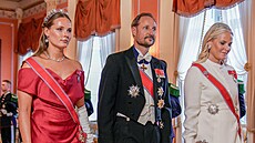 Norská princezna Ingrid Alexandra, korunní princ Haakon a korunní princezna...