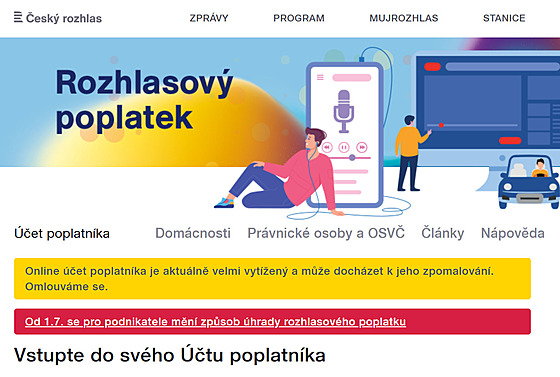 Web eského rozhlasu nezvládá vlivem náporu OSV a firem nápor uivatel. (30....