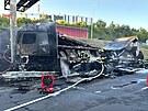 Na Jin spojce u trbohol vzpll kamion. (30. ervna 2025)