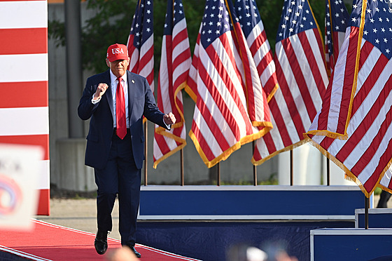 Donald Trump na mítinku v Iow (3. ervence 2025)
