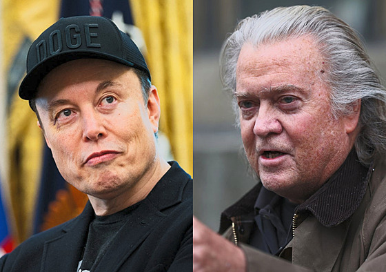 Zleva: Elon Musk, Steve Bannon