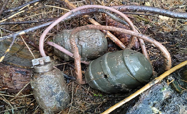 Nalezené ti nevybuchlé granáty v Hemanovicích na Bruntálsku (8. ervence 2025)