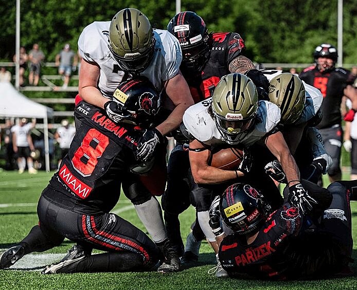 Vyso�ina Gladiators - Znojmo Knights, momentka ze semifinále nejvy��í domácí...