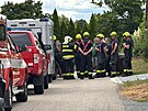 Kriminalist a hasii zasahuj v obci Pyely na Beneovsku kvli podezen na...