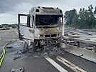 Kamion po nrazu zaal hoet. (9. ervence 2025) 
