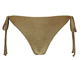 Jednoduché bikiny ze zlatého materiálu budou sluet nejvíc tíhlým vysokým...