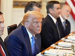 Americký prezident Donald Trump na setkání s izraelským premiérem Benjaminem...