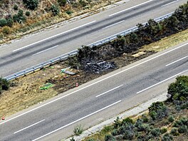 Místo tragické havárie fotbalisty Dioga Joty na panlské dálnici.