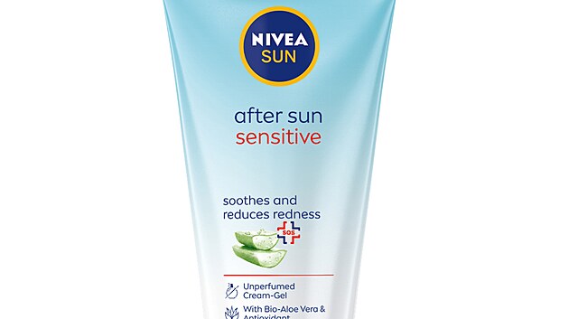 Nivea, zklidujc krmov gel po opalovn, s vtaky z bio aloe vera a antioxidanty, hydratuje a posiluje kon bariru, cena 330 K