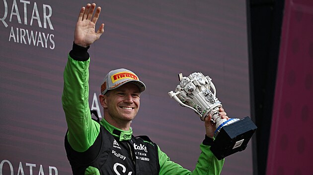 Nico Hülkenberg ze Sauberu se raduje ze t�etího místa ve Velké cen� Velké...