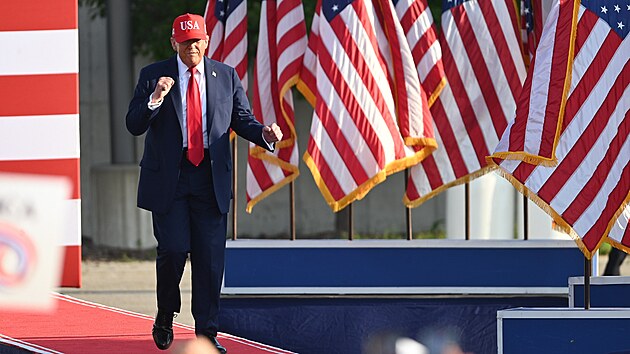 Donald Trump na mítinku v Iowě (3. července 2025)