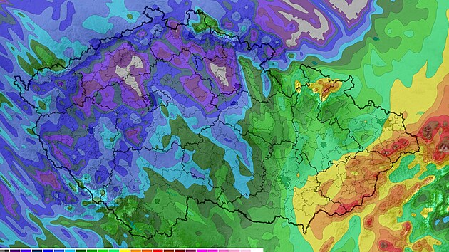 Mapa odhadovanho hrnu srek. (7.7.2025)