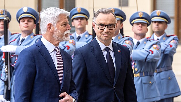 Prezident Petr Pavel na Praskm hrad pijal koncho polskho prezidenta Andrzeje Dudu. (7. ervence 2025)