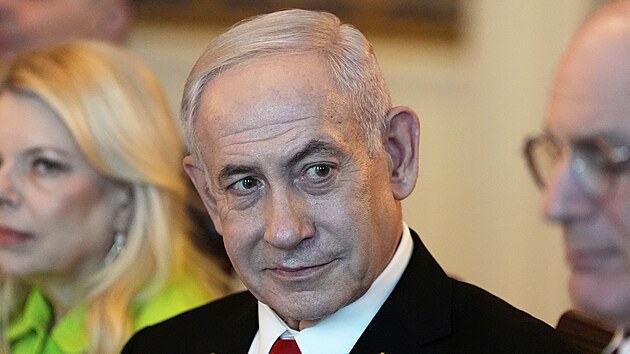 Izraelsk premir Benjamin Netanjahu na setkn s prezidentem Donaldem Trumpem v Blm dom. (7. ervence 2025)