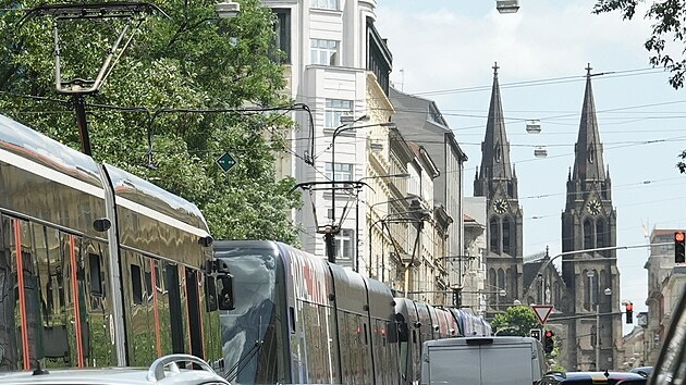Bhem blackoutu se v Praze zastavila tramvajov doprava. (4. ervence 2025)