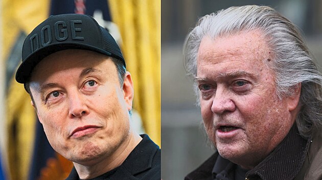 Zleva: Elon Musk, Steve Bannon