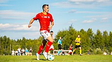 Obránce Jakub Klíma, posila fotbalist Zbrojovky Brno, bhem pípravného duelu...