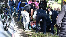 Jasper Philipsen po pádu ve tetí etap Tour de France.