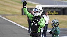 Nico Hülkenberg ze Sauberu se raduje ze tetího místa ve Velké cen Velké...