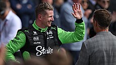 Nico Hülkenberg ze Sauberu se raduje ze tetího místa ve Velké cen Velké...