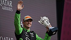 Nico Hülkenberg ze Sauberu se raduje ze tetího místa ve Velké cen Velké...