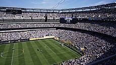 Pohled na stadion ped tvrtfinále MS klub mezi Realem Madrid a Dortmundem.