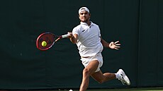 Tomá� Machá� ve druhém kole Wimbledonu.