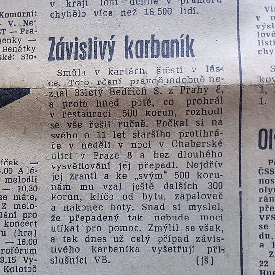 erná kronika, Stíny nebo Z deníku VB. Nejtenjí rubrika v denním tisku.