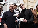 Protest proti vyjednávání éfky SOCDEM Jany Maláové a místopedsedy Lubomíra...