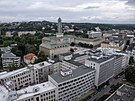 Pohled ze stechy socialistickho mrakodrapu v centru Ostravy smrem ke znm...