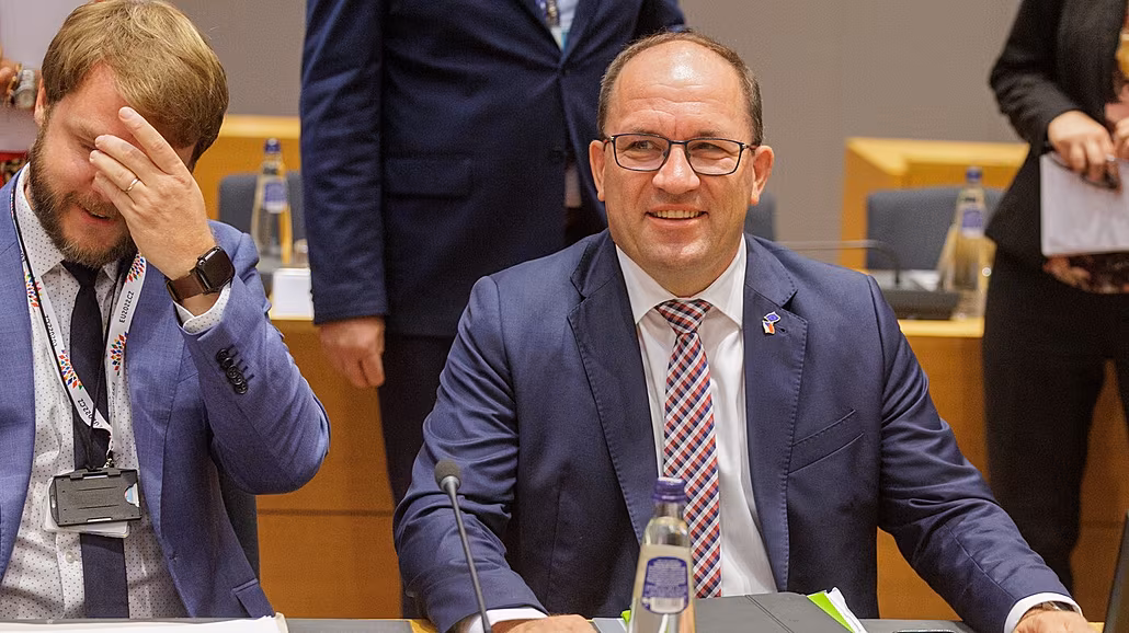 �eský ministr zem�d�lství Marek Výborný na jednání v Bruselu. (14. �ervence...