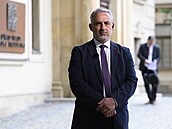 Pedseda eskomoravské konfederace odborových svaz (MKOS) Josef Stedula ped...