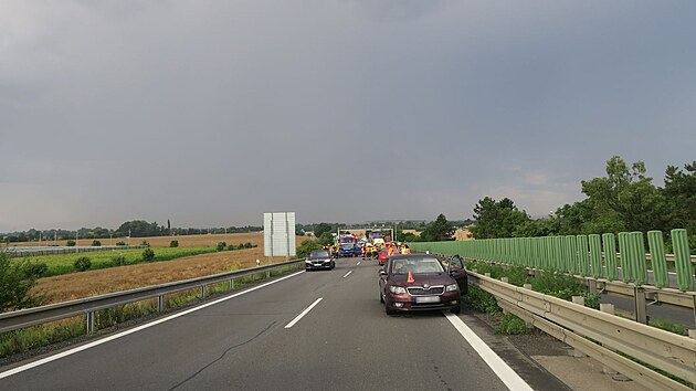 Nehoda na dlnici mezi Prostjovem a Olomouc.