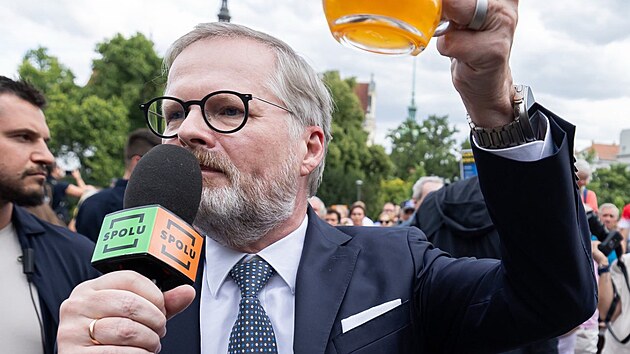Na Moravskm nmst v Brn probhl dal pedvolebn mtink premira Petra Fialy. (16. ervence 2025)