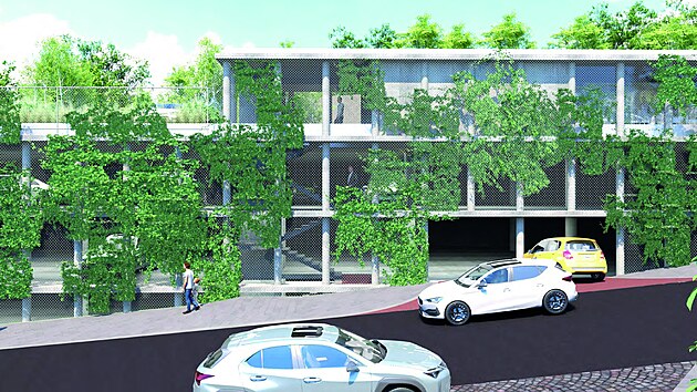 Vizualizace nového parkovacího domu u m�stských lázní ve Zlín�