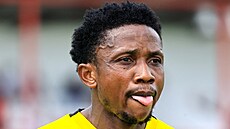 Bienvenue Kanakimana ze Zbrojovky b�hem p�ípravného utkání proti Polonii Bytom....