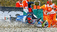 Jeden z pád pi brnnské Grand Prix v roce 2011. (foto z výstavy Marka...