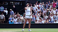 Amanda Anisimovová neme uvit, e vyhrála v semifinále Wimbledonu.