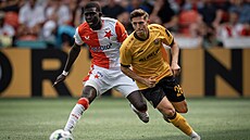 El Hadji Malick Diouf ze Slavie Praha v pípravném utkání proti Dynamu Dráany.