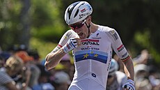Tim Merlier slaví vítzství v deváté etap Tour de France.