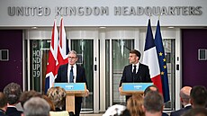 Francouzský prezident Emmanuel Macron a britský premiér Keir Starmer bhem...