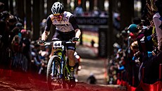 Jan Sáska v závod horských kol na Svtovém poháru v Novém Mst na Morav.