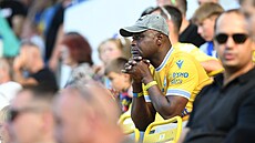 Zaraený fanouek Teplic v utkání se Zlínem.